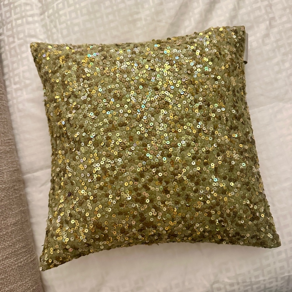 Green sequin pillow